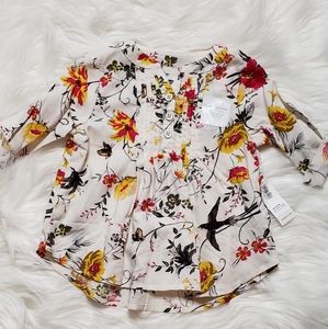 NWT OLD NAVY FLORAL BIRD PRINT SHIRT